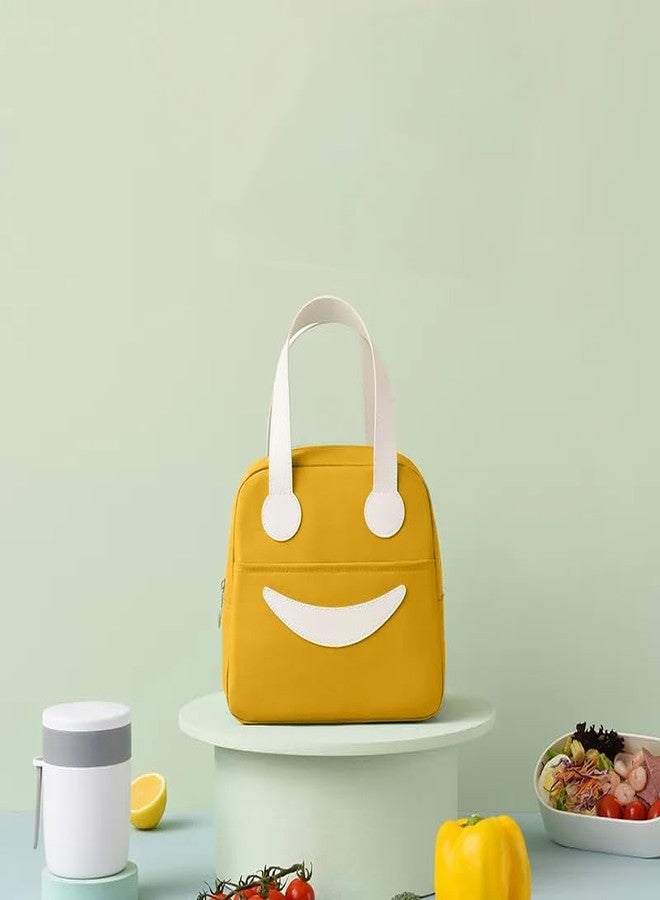 Nightstar Thermal Insulated Travel Lunch Bags Small for Women Work, Student Kids to School Leak-Proof Hot Cold Lunch Bag Reusable Tote Bag (1 Pc) (Smiley Bag Small-Yellow) - Image 4